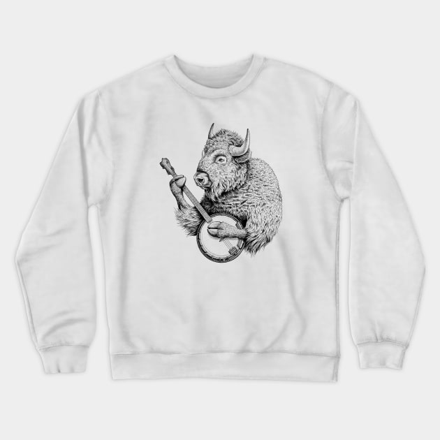 Banjo Bison Crewneck Sweatshirt by HabbyArt